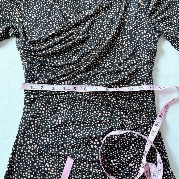 BODEN Rita Ruched Jersey Polka Dot Speckled Midi Dress - Picture 6 of 8